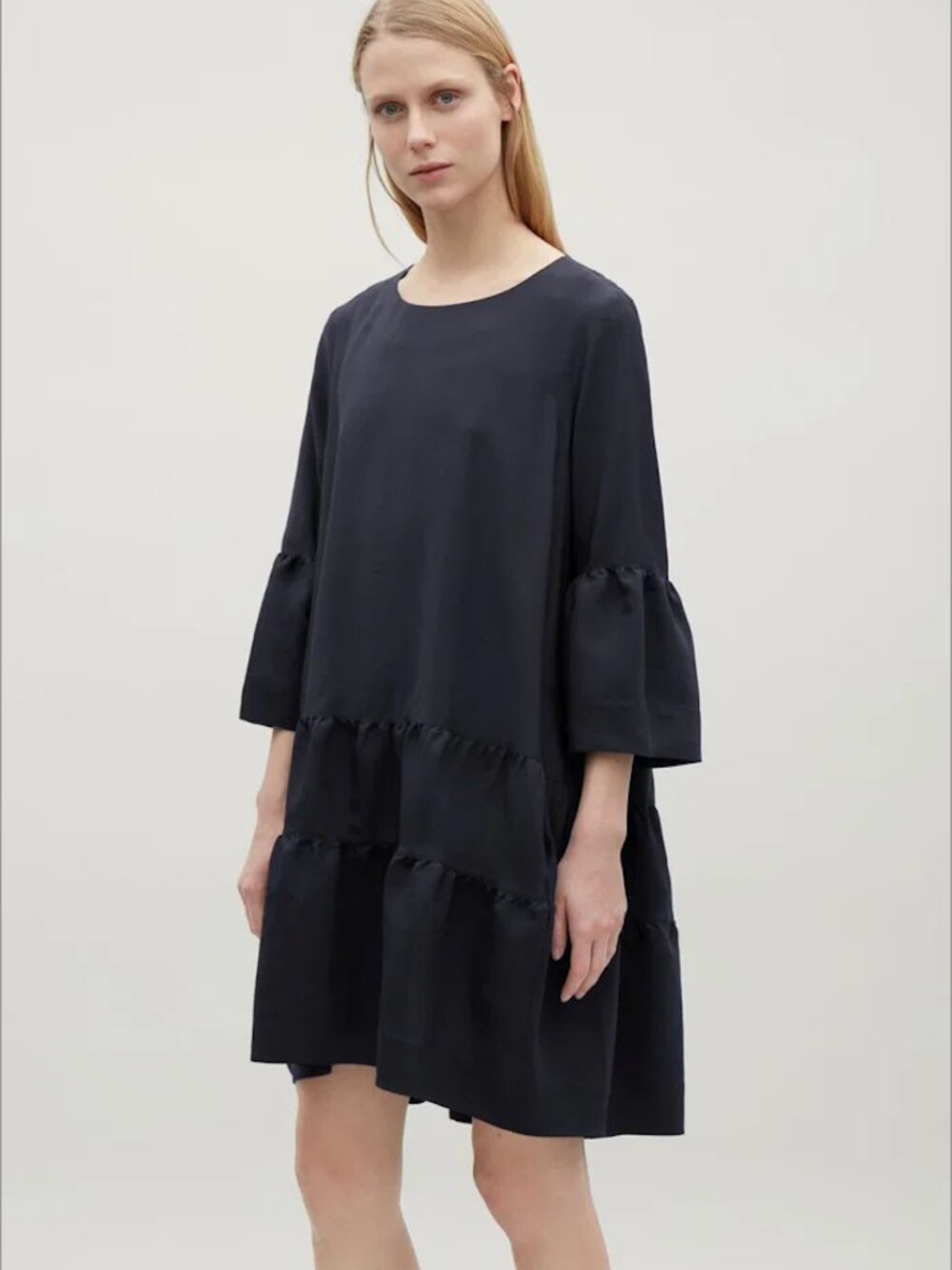 COS Navy Blue Oversized *RUFFLE* Dress - Size 6